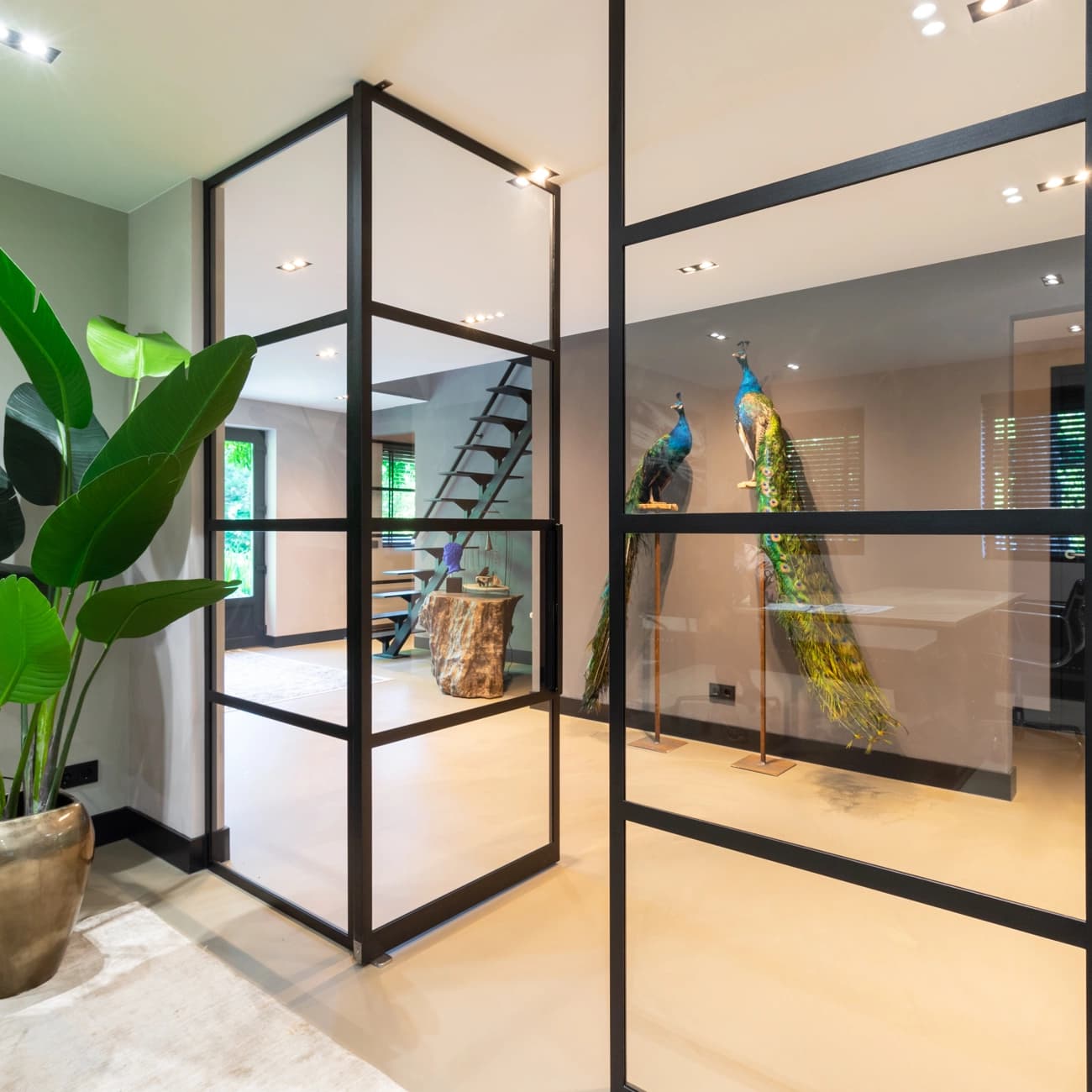 2 stalen taatsdeuren in woonkamer